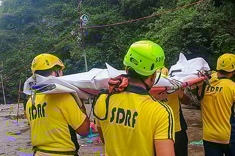Rescue operation following a landslide in Rudraprayag